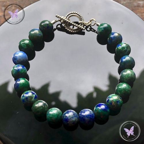 Chrysocolla Healing Bracelet with Silver Toggle Clasp